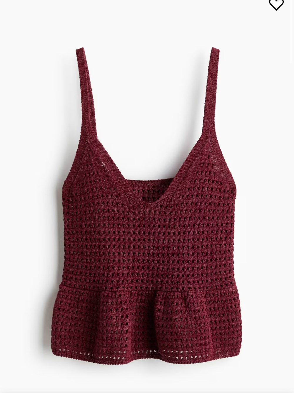 H&M Crochet Peplum Cami Top - Burgundy